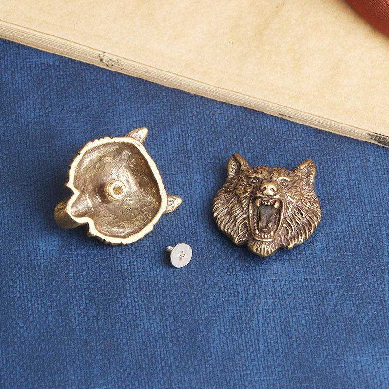 Wolf Jewelry & Watches Tampa Reviews - 2Pcs Vintage Engraving Wolf Head Brass