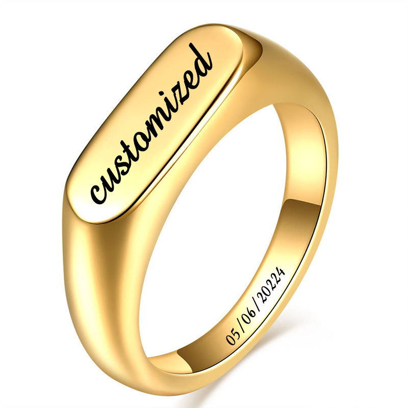 Mens Signet Ring - Customizable Stainless Steel Signet Rings for