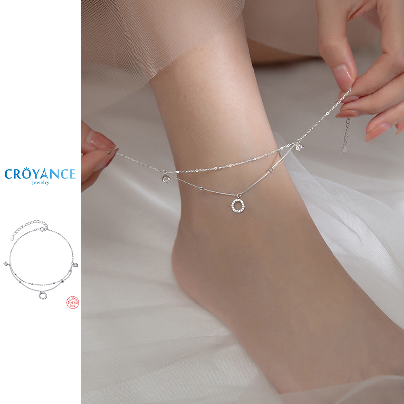 Anklet Foot Chain - Elegant Round Zircon Pendant Double Layer