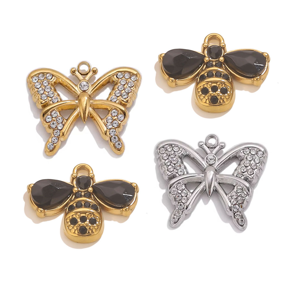 Butterfly Pendant Necklace - 1/3Pcs Hollow Butterfly Charms Stainless Steel