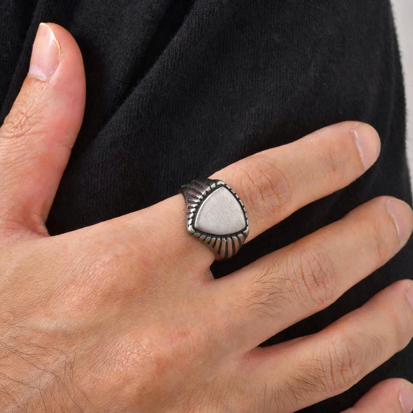 Mens Signet Ring - Vintage Shield Signet Ring for Men