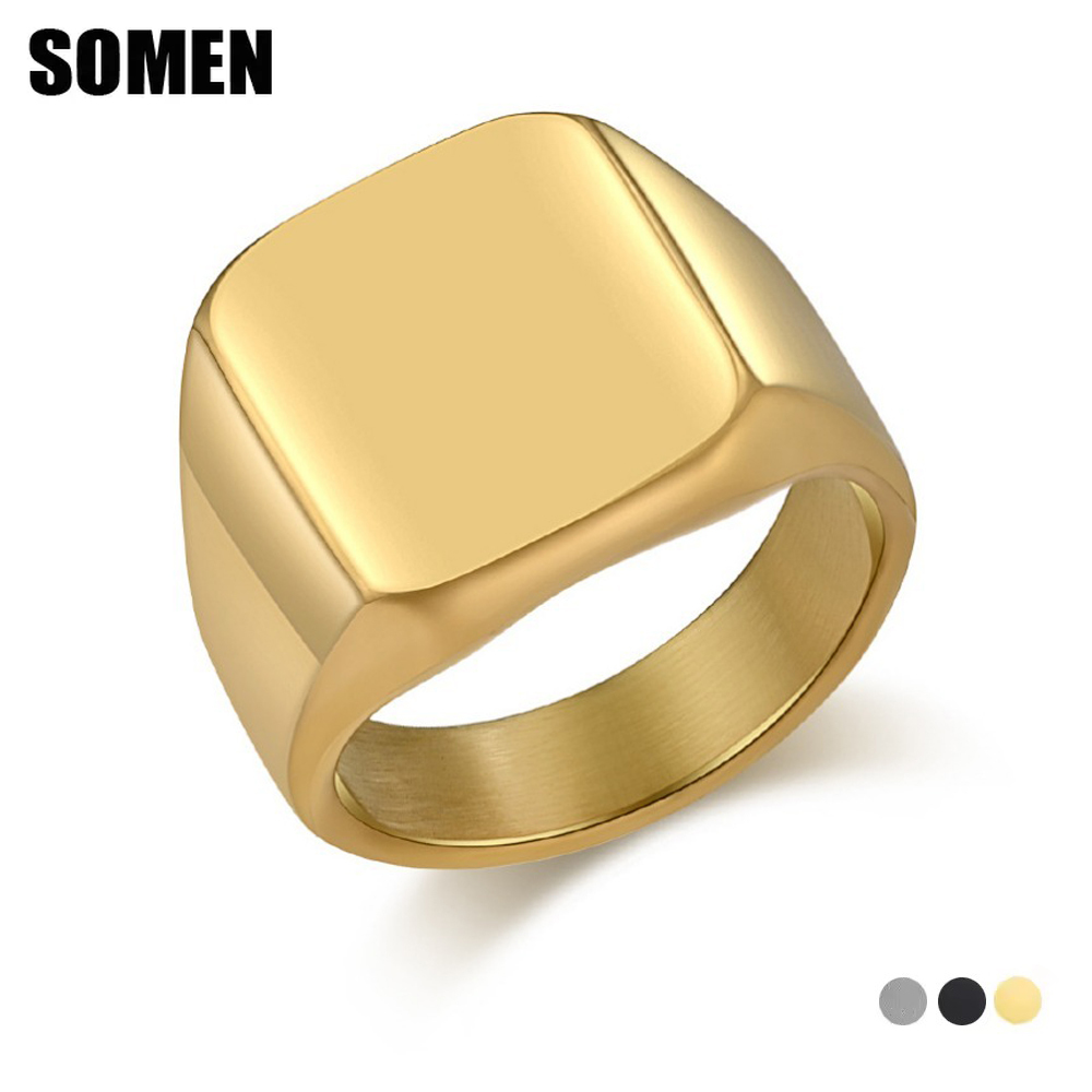 Mens Signet Ring - Somen Signet Square Tungsten Carbide Ring