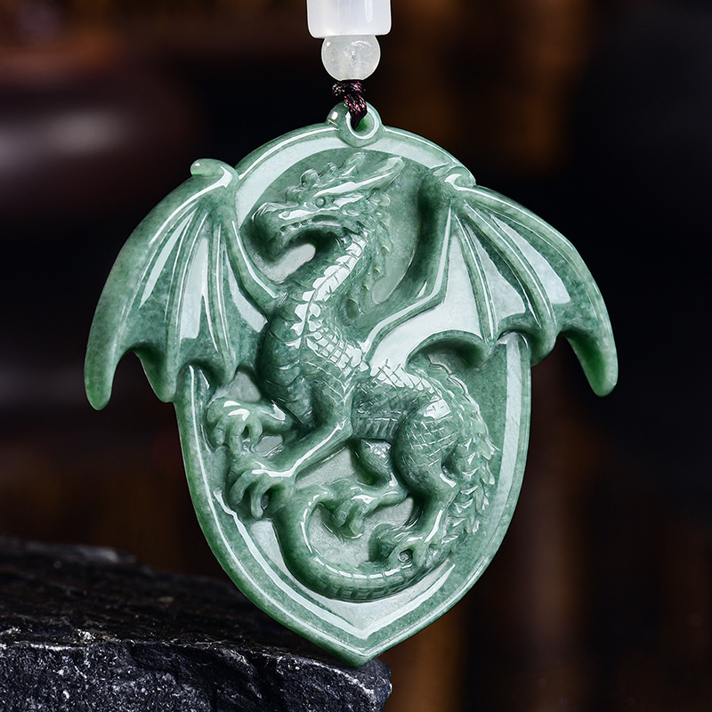 Jewelry & Watches Sp Zo O - Natural Burmese Jadeite Dragon Pendant Necklace