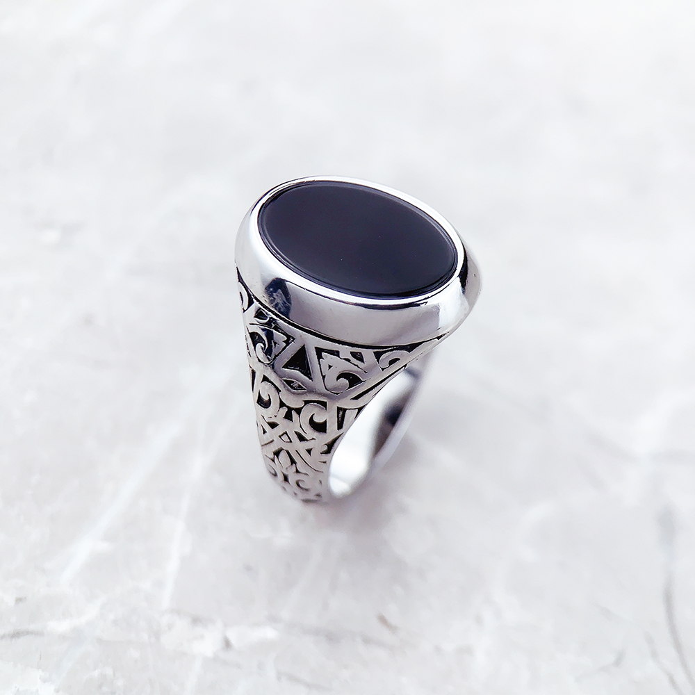 Black Oval Signet Ring Europe  - Mens Signet Ring 评论和价格