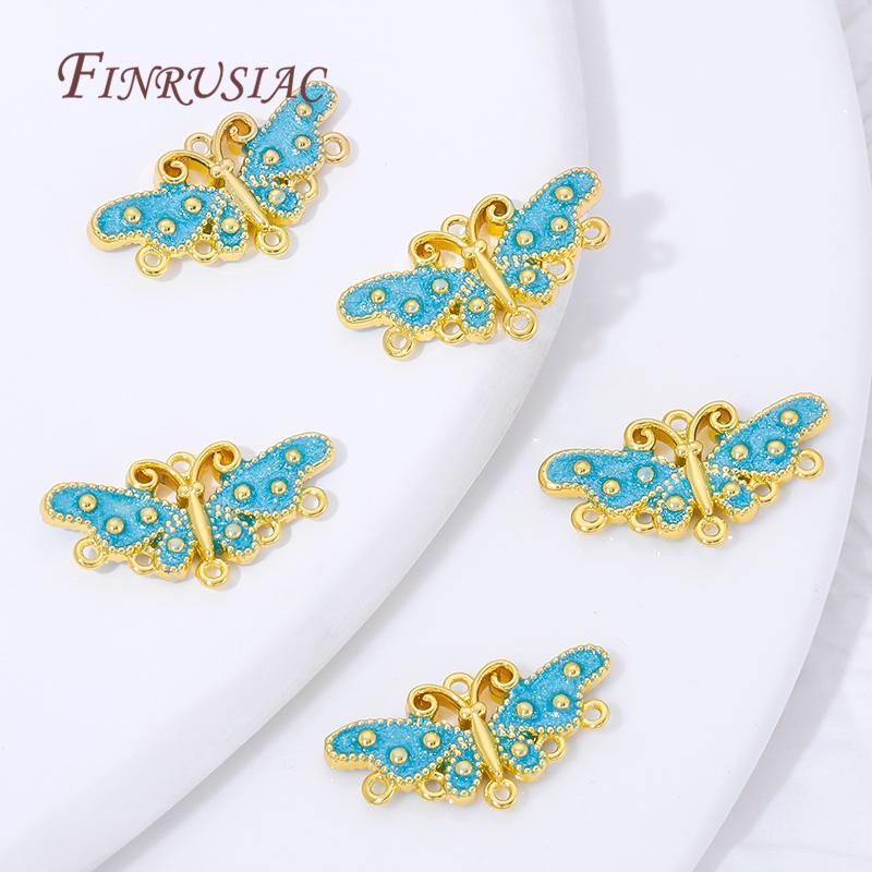 18K Gold Plated Blue Enamel Bu - Butterfly Pendant Necklace 评论和价格