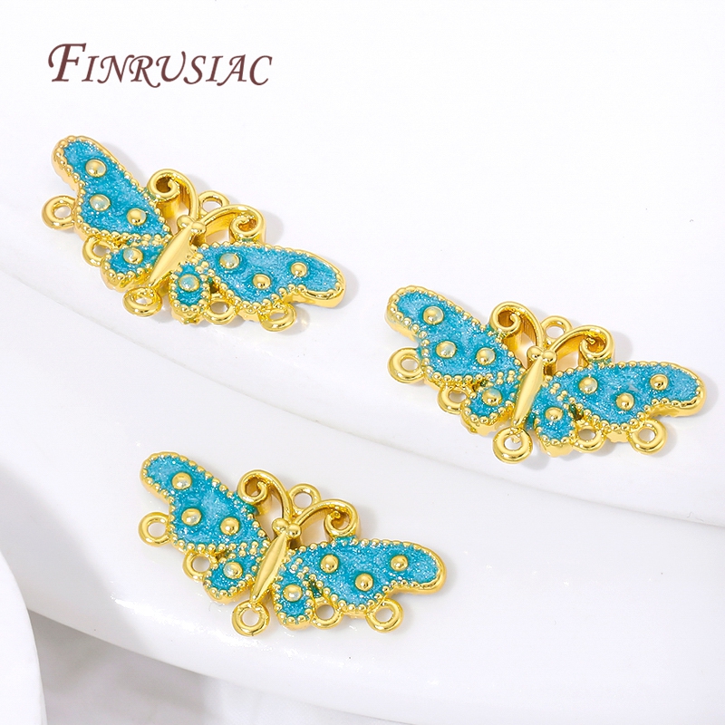 18K Gold Plated Blue Enamel Bu - Butterfly Pendant Necklace 评论和价格