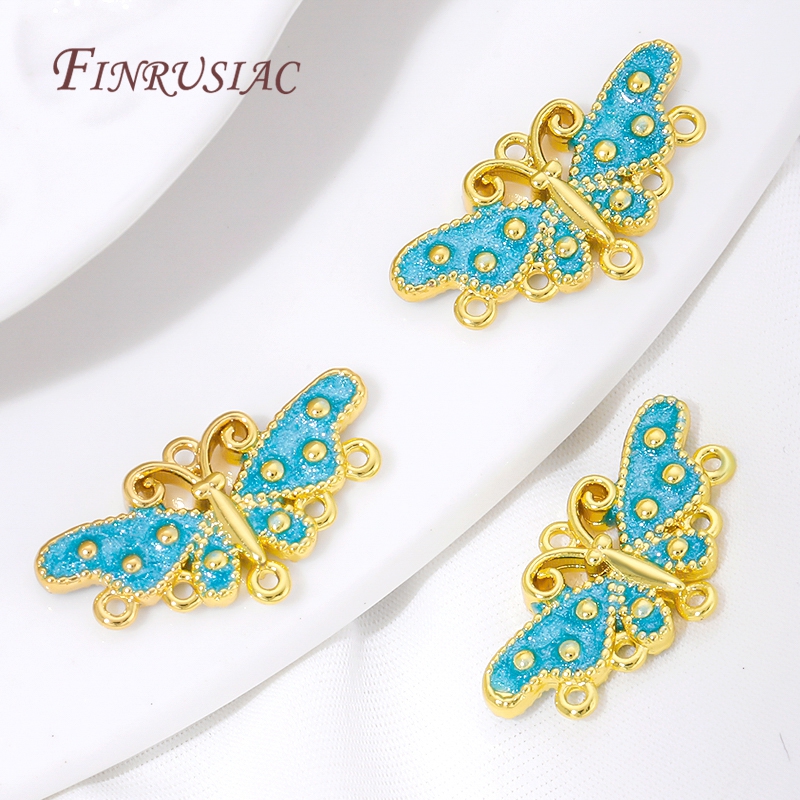 18K Gold Plated Blue Enamel Bu - Butterfly Pendant Necklace 评论和价格