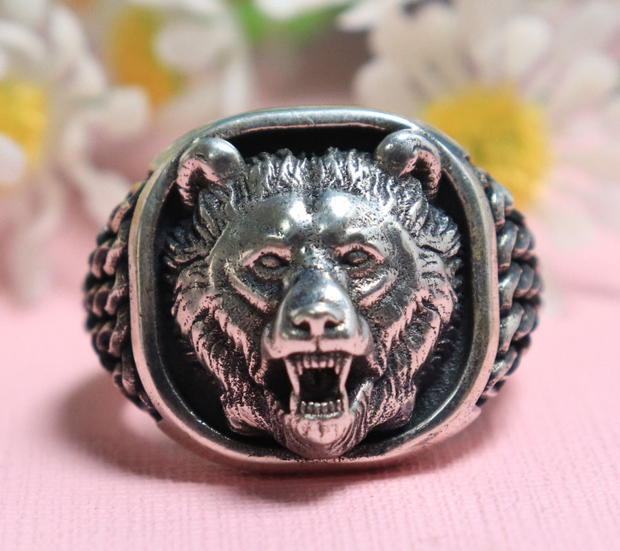 22g Viking Bear Head Nordic Or - Mens Signet Ring 评论和价格