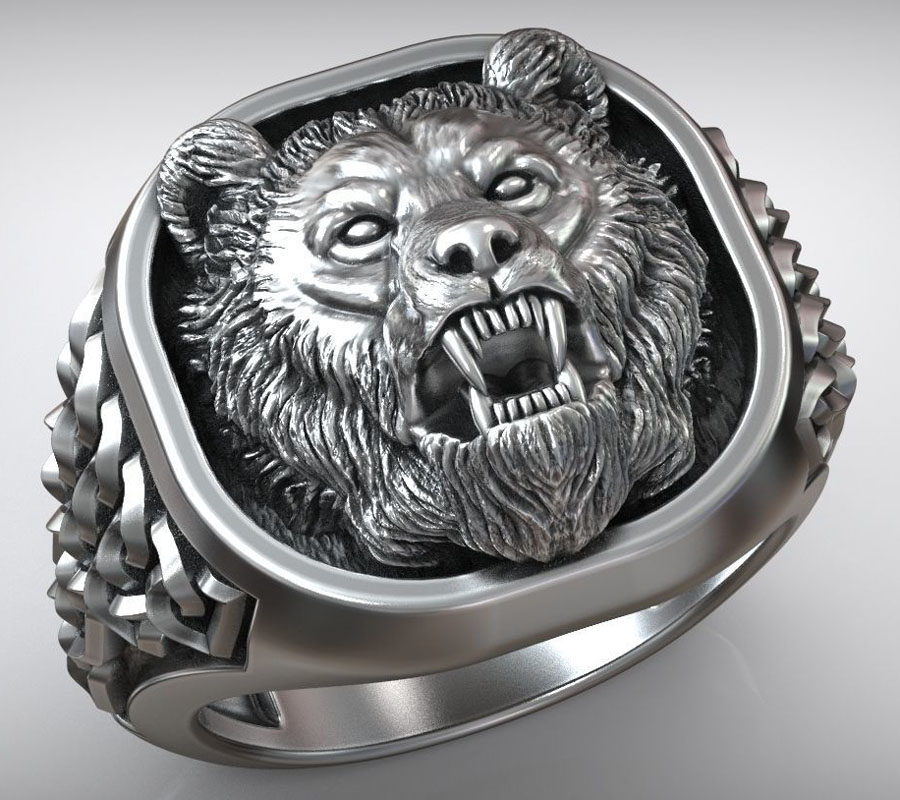 22g Viking Bear Head Nordic Or - Mens Signet Ring 评论和价格