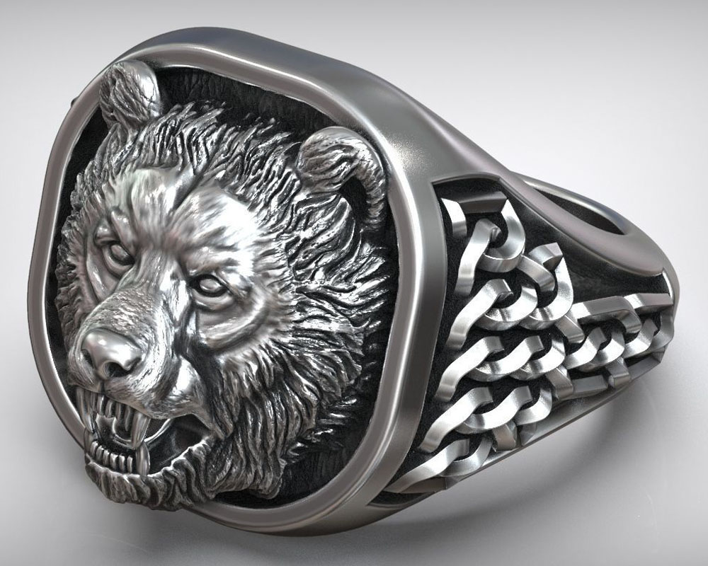 22g Viking Bear Head Nordic Or - Mens Signet Ring 评论和价格