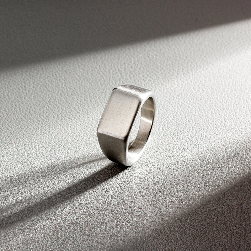 Stainless Steel Rectangular Si - Mens Signet Ring 评论和价格