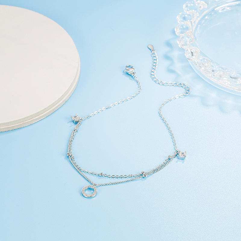 Elegant Round Zircon Pendant D - Anklet Foot Chain 评论和价格