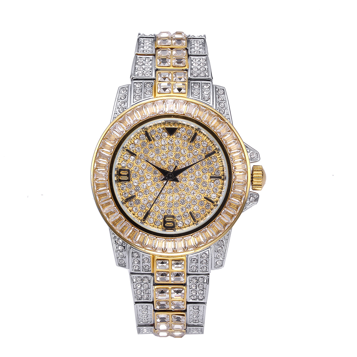 Luxury Full Stone Quartz Watch - Jewelry Watches Men 评论和价格