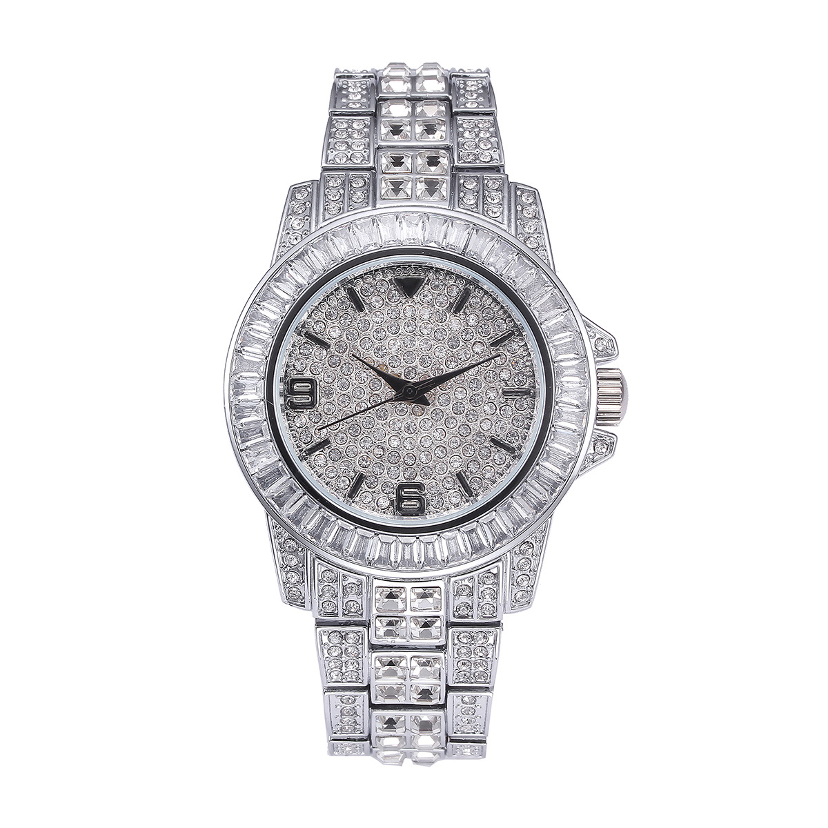 Luxury Full Stone Quartz Watch - Jewelry Watches Men 评论和价格