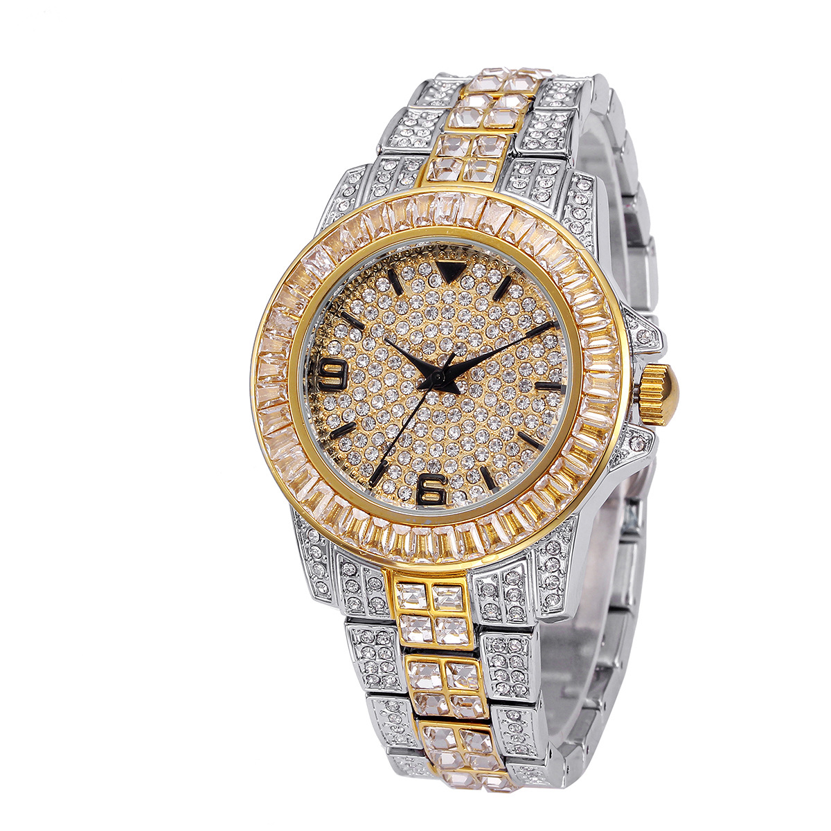 Luxury Full Stone Quartz Watch - Jewelry Watches Men 评论和价格