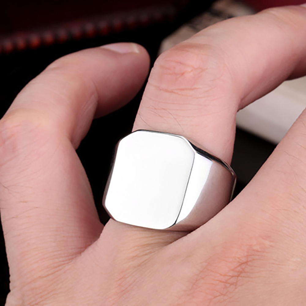 Free Engrave New Silver/Gold/B - Mens Signet Ring 评论和价格