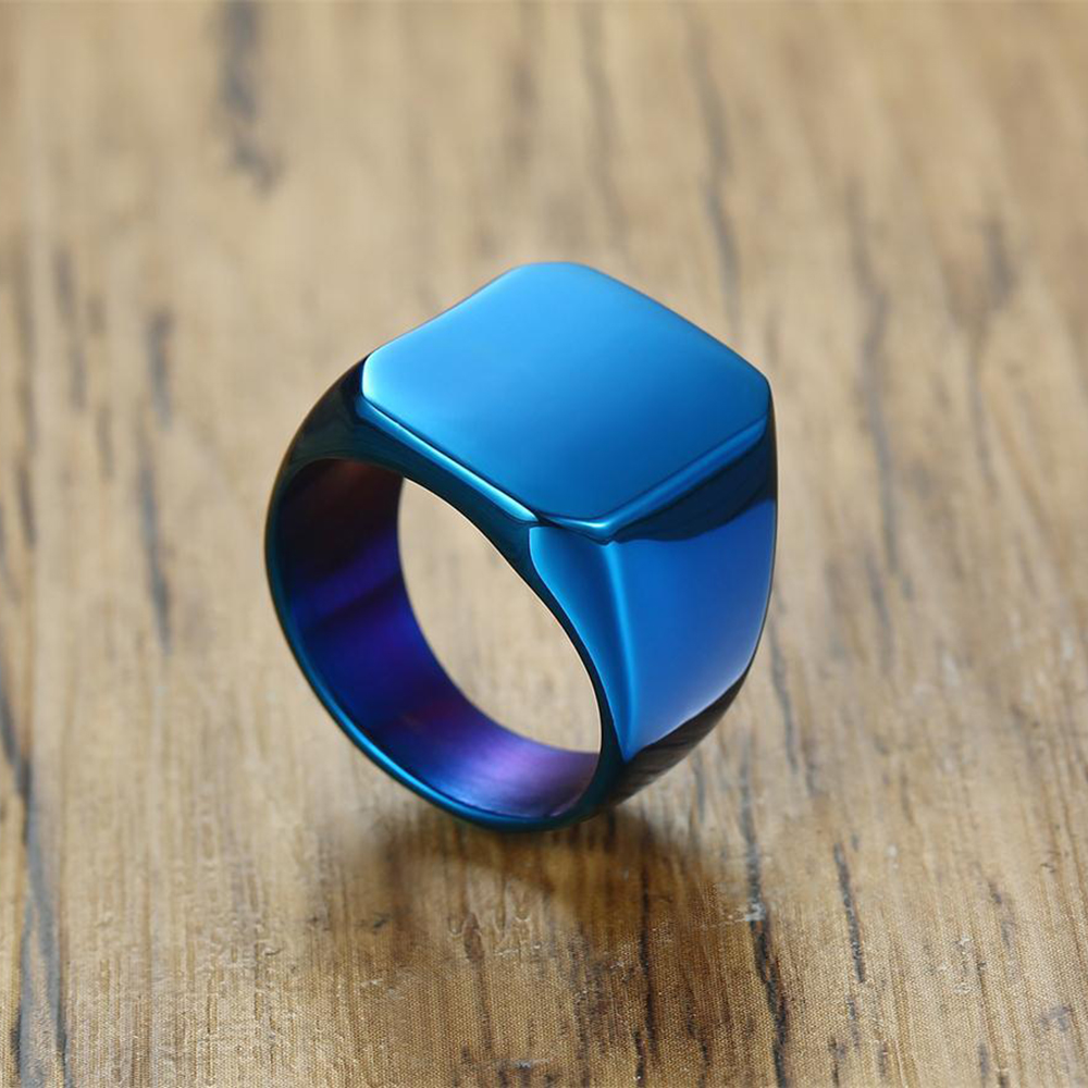 Free Engrave New Silver/Gold/B - Mens Signet Ring 评论和价格