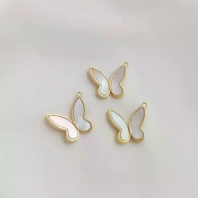 14K Gold Color Inlaid Natural  - Butterfly Pendant Necklace 评论和价格