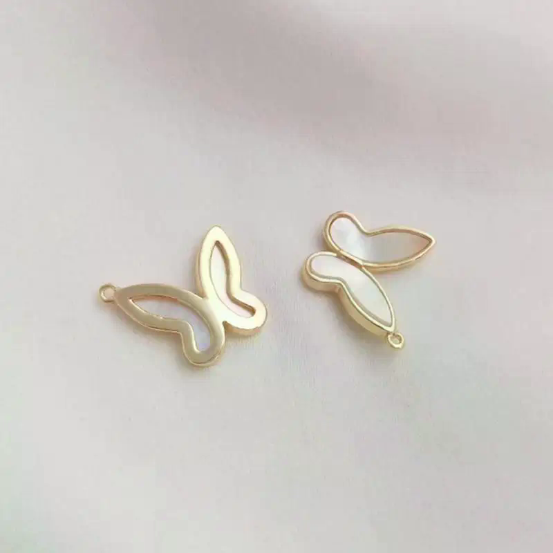 14K Gold Color Inlaid Natural  - Butterfly Pendant Necklace 评论和价格