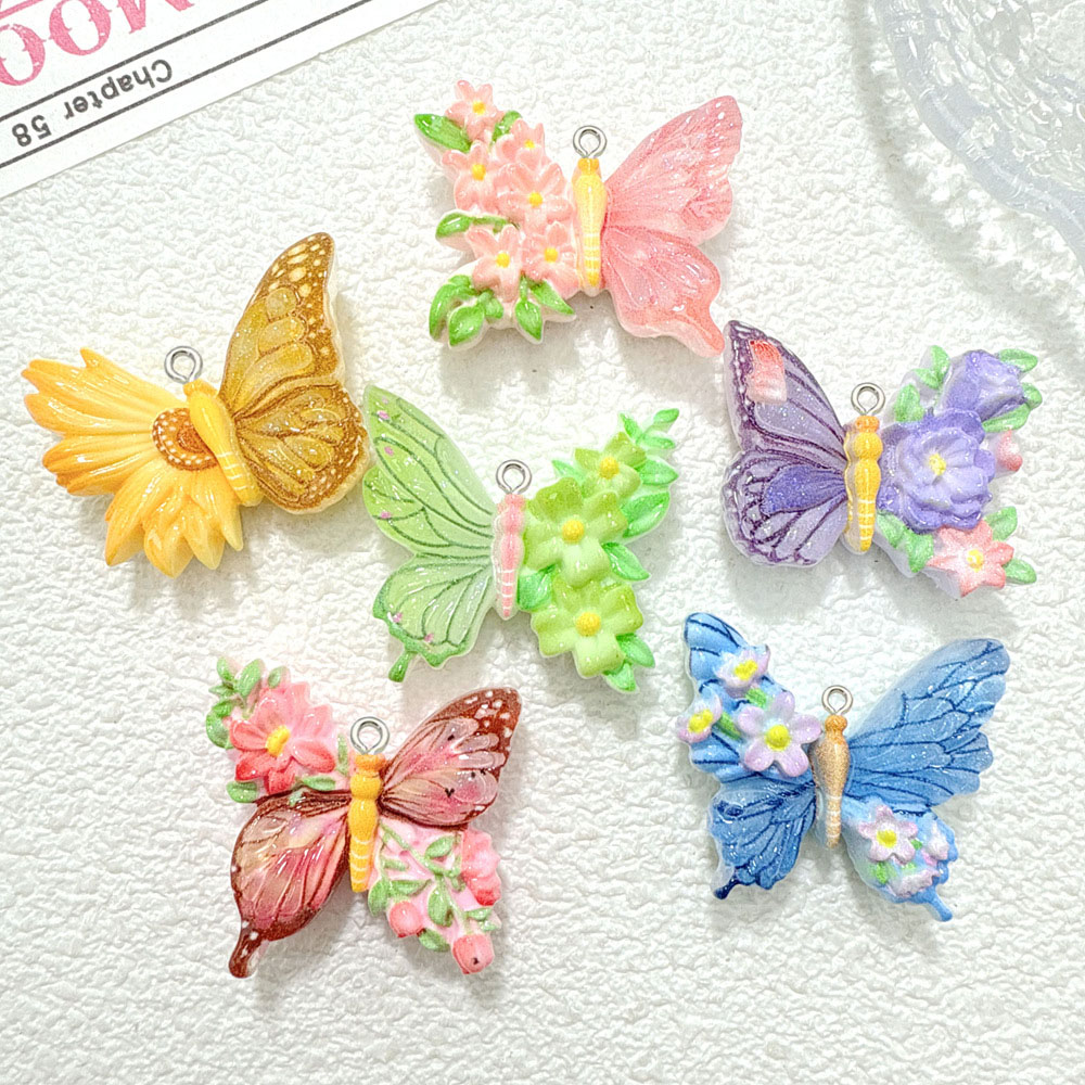 10pcs New Flower butterfly res - Butterfly Pendant Necklace 评论和价格