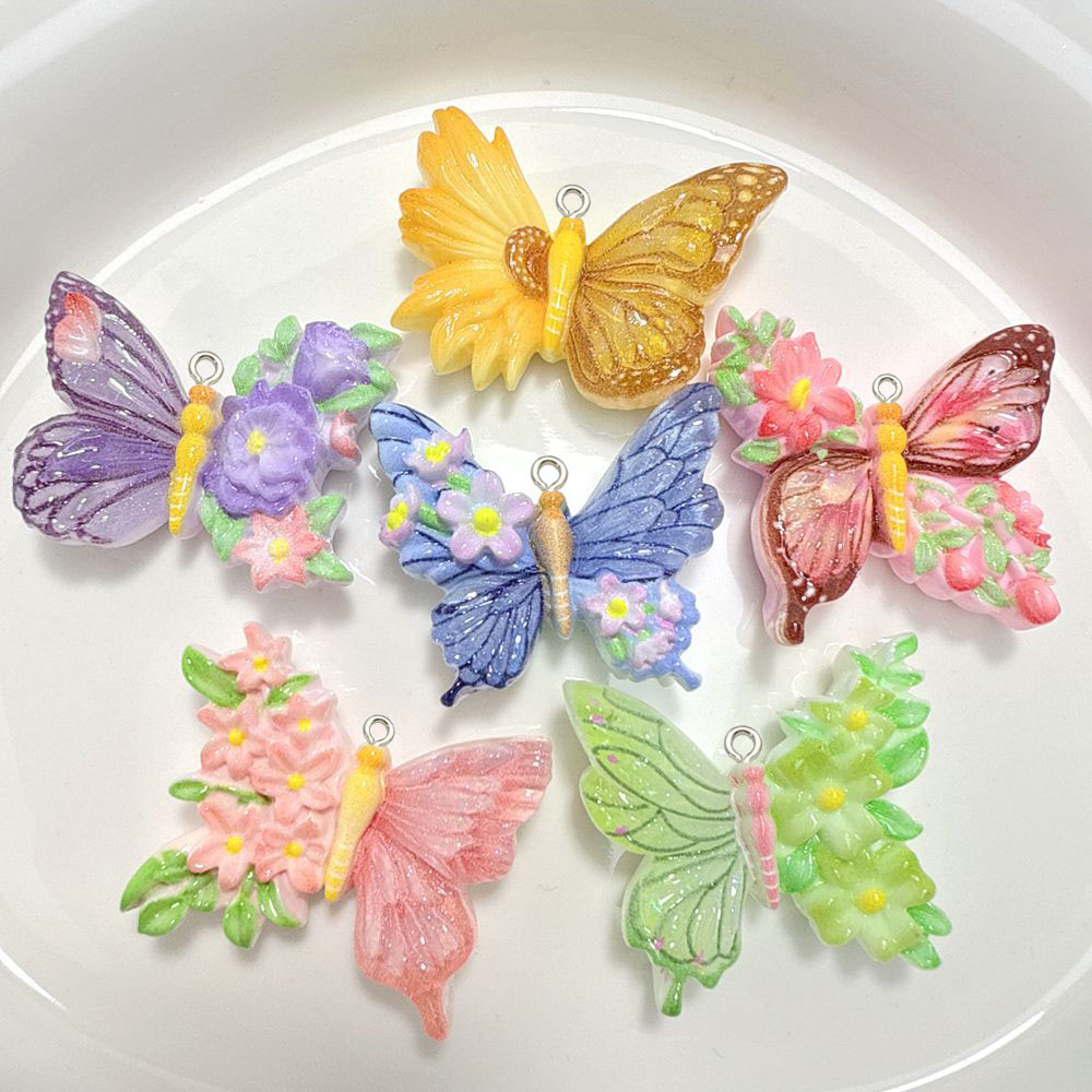 10pcs New Flower butterfly res - Butterfly Pendant Necklace 评论和价格