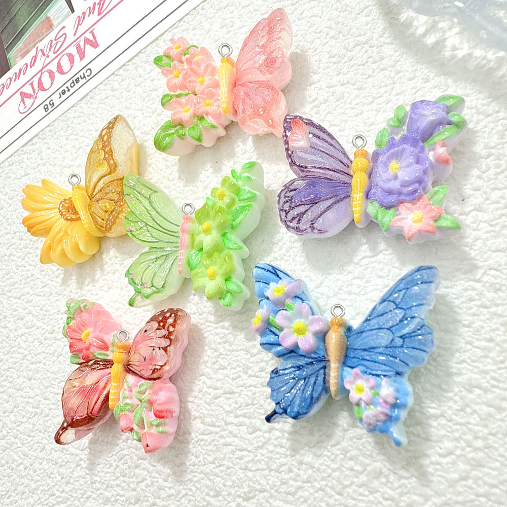 10pcs New Flower butterfly res - Butterfly Pendant Necklace 评论和价格