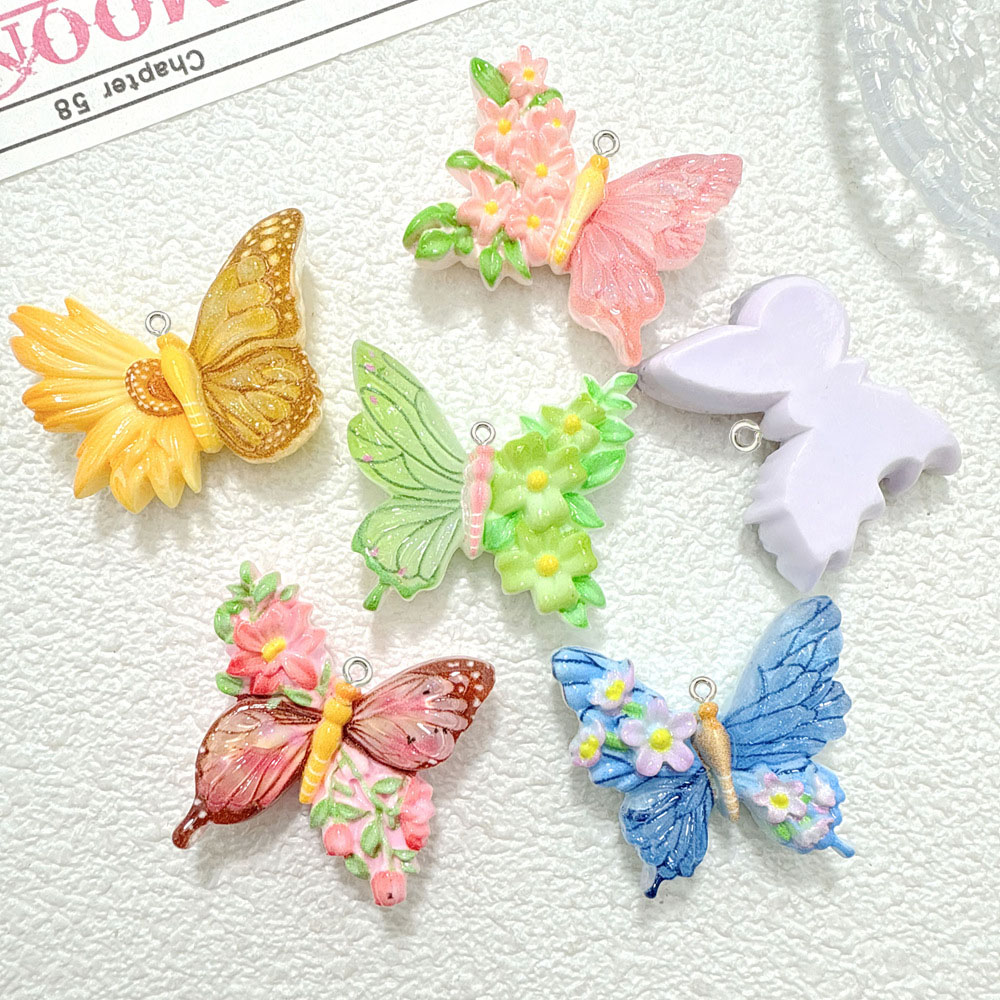 10pcs New Flower butterfly res - Butterfly Pendant Necklace 评论和价格