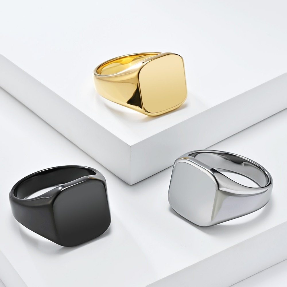 Somen Signet Square Tungsten C - Mens Signet Ring 评论和价格