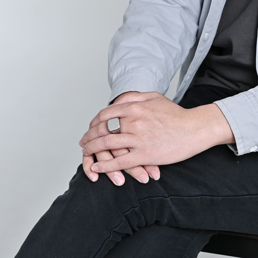 Somen Signet Square Tungsten C - Mens Signet Ring 评论和价格