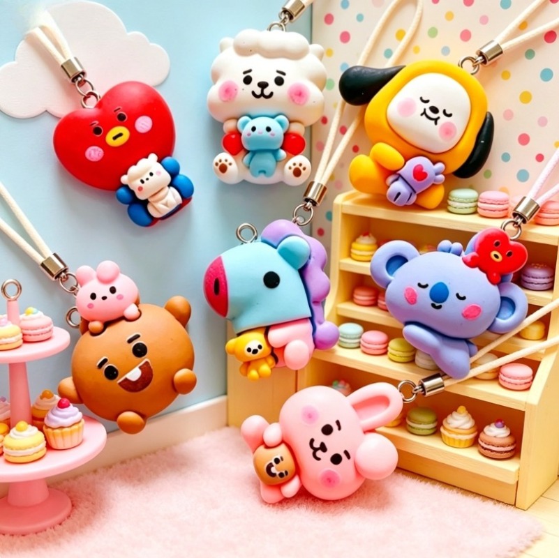 7pcs BT21 Resin Cartoon Charm  - Charm Bracelet Beads 评论和价格