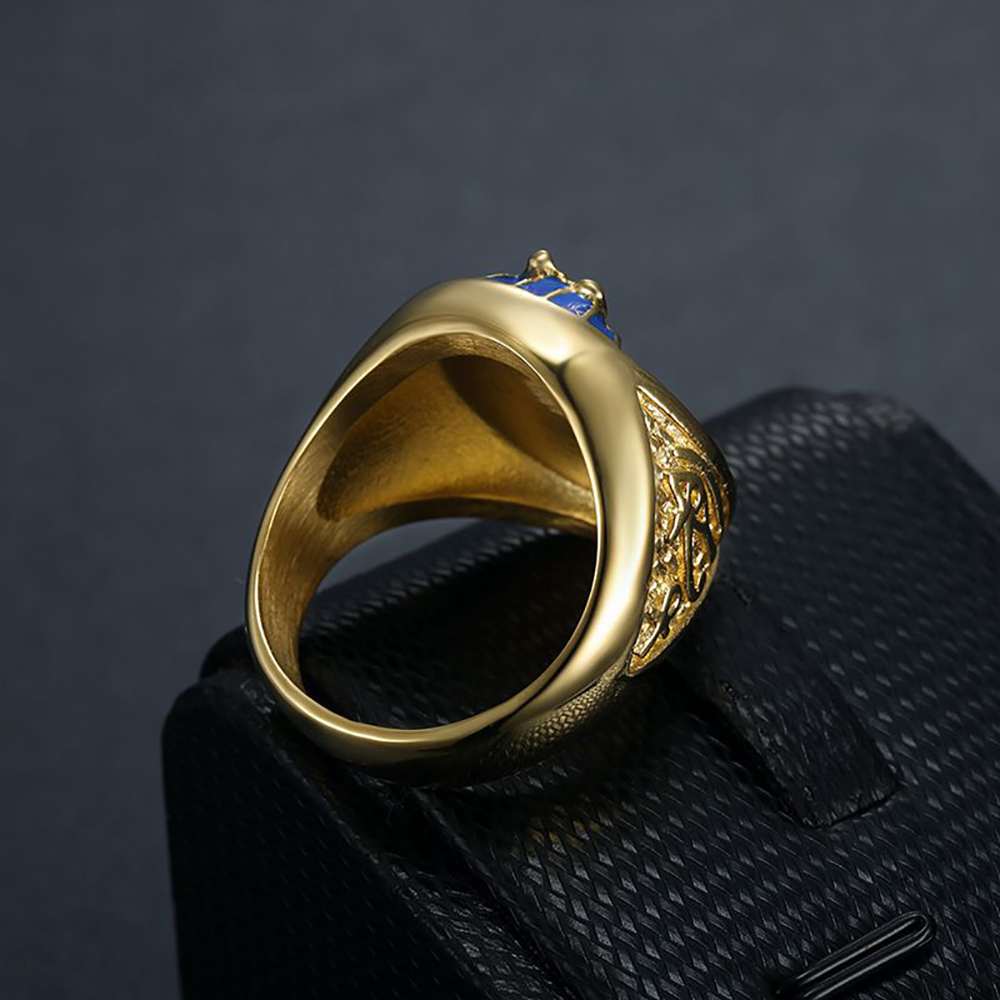Hip Hop Rock Gold Color Egypti - Mens Signet Ring 评论和价格