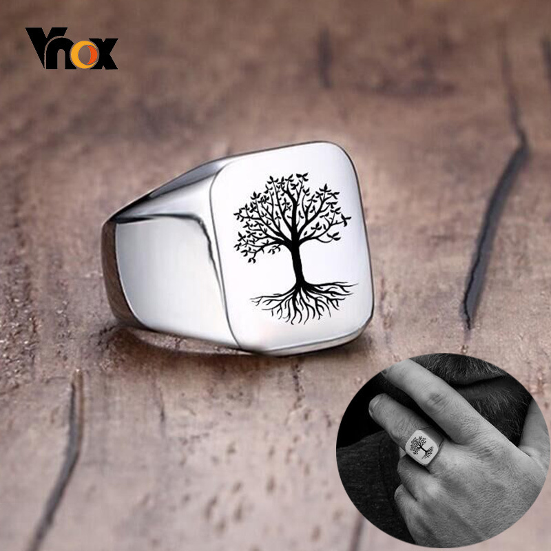 Vnox Rock Punk Tree Of Life Si - Mens Signet Ring 评论和价格