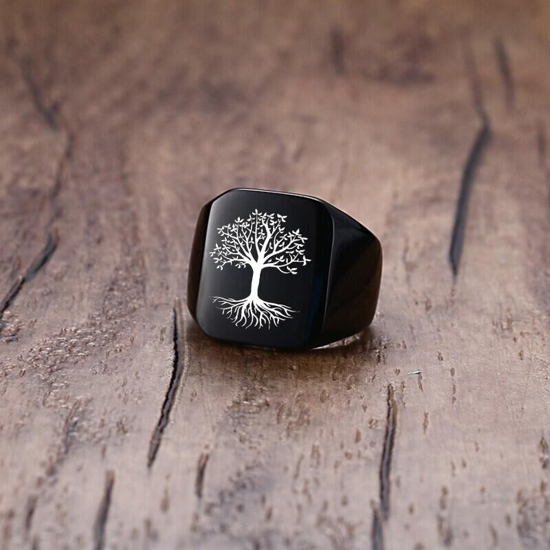 Vnox Rock Punk Tree Of Life Si - Mens Signet Ring 评论和价格