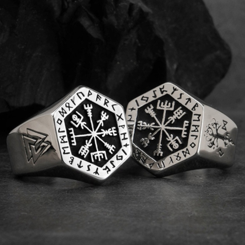 Vintage Viking Rune Signet Sca - Mens Signet Ring 评论和价格