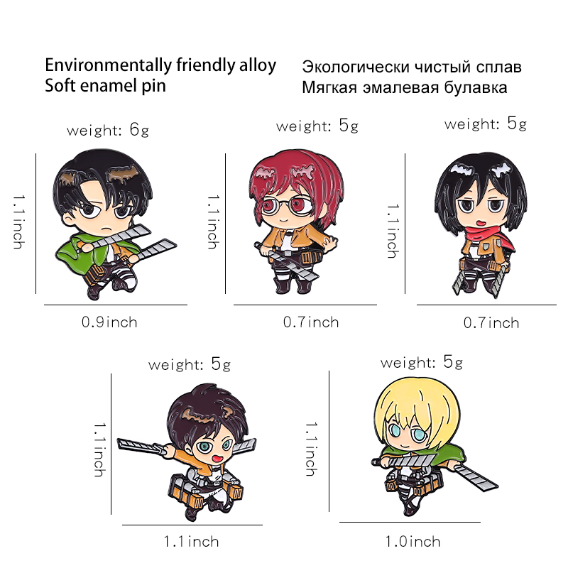 Attack on Titan Chibi Enamel P - Levi Jewelry & Watches Inc 评论和价格
