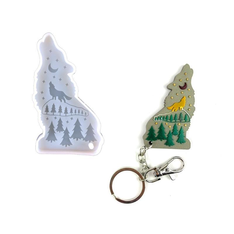 A52E Shiny Wolf Keychain Epoxy - Wolf Jewelry & Watches Tampa Reviews 评论和价格