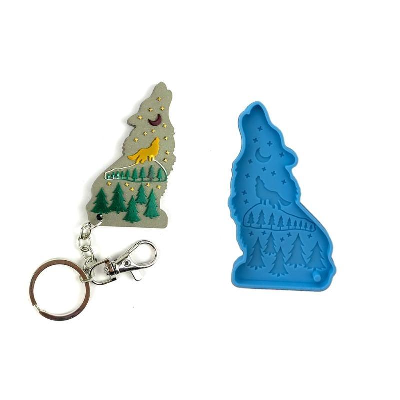 A52E Shiny Wolf Keychain Epoxy - Wolf Jewelry & Watches Tampa Reviews 评论和价格