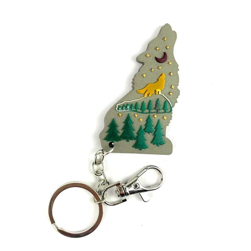 A52E Shiny Wolf Keychain Epoxy - Wolf Jewelry & Watches Tampa Reviews 评论和价格