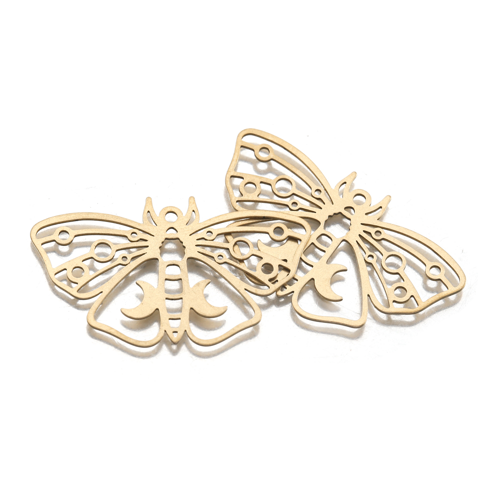 Raw Brass Moth Butterfly Charm - Butterfly Pendant Necklace 评论和价格