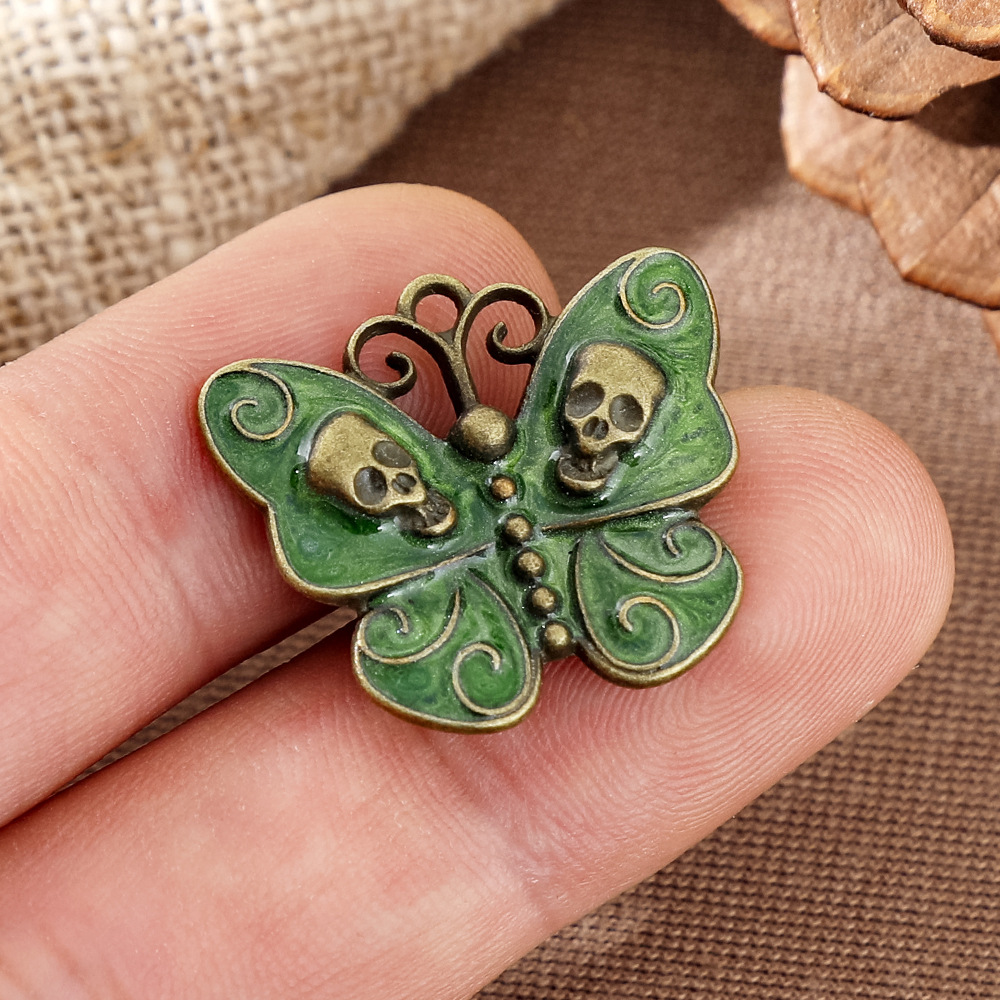 Gothic Skull Butterfly Enameli - Butterfly Pendant Necklace 评论和价格