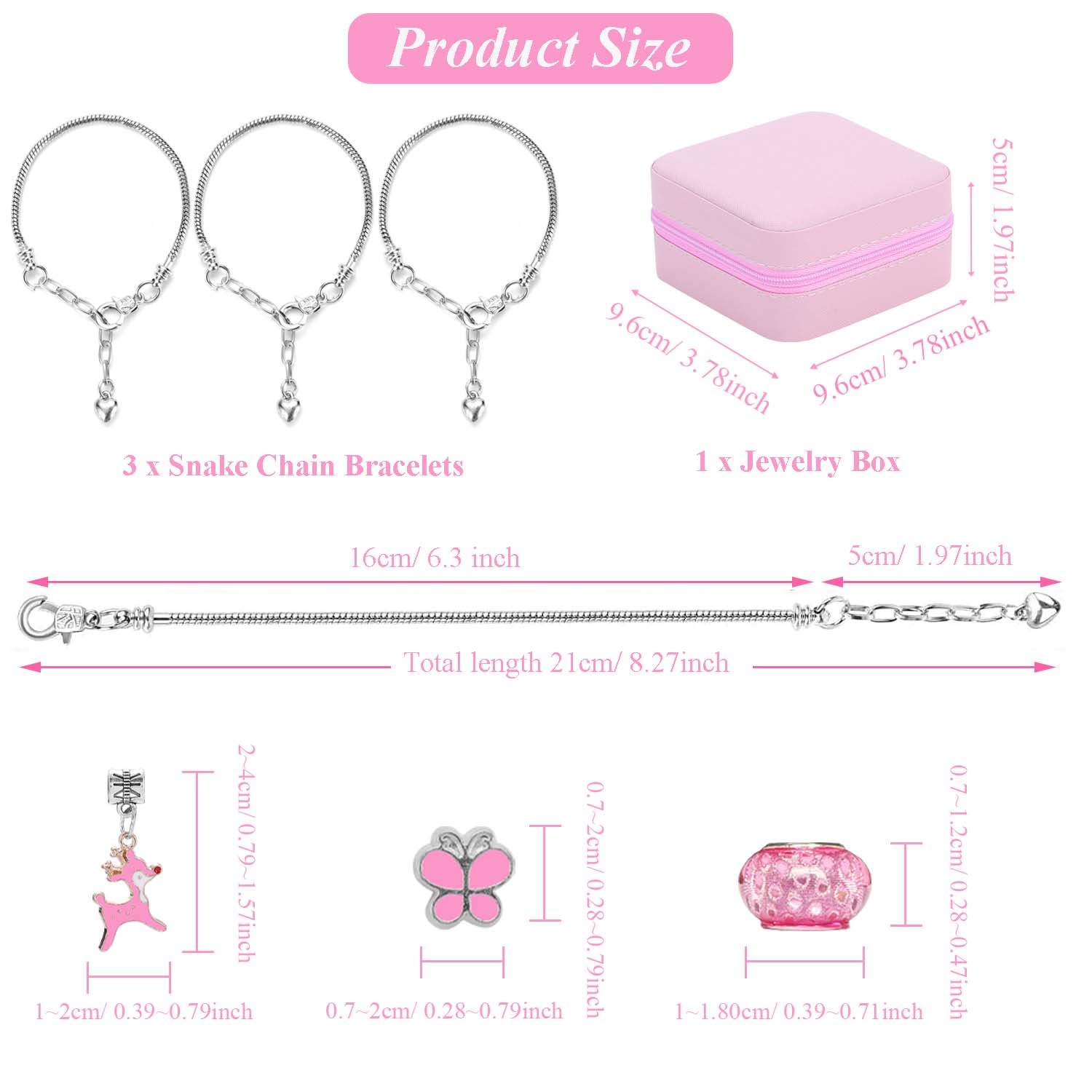 68pcs Pink Beaded Jewelry Set, - Charm Bracelet Beads 评论和价格