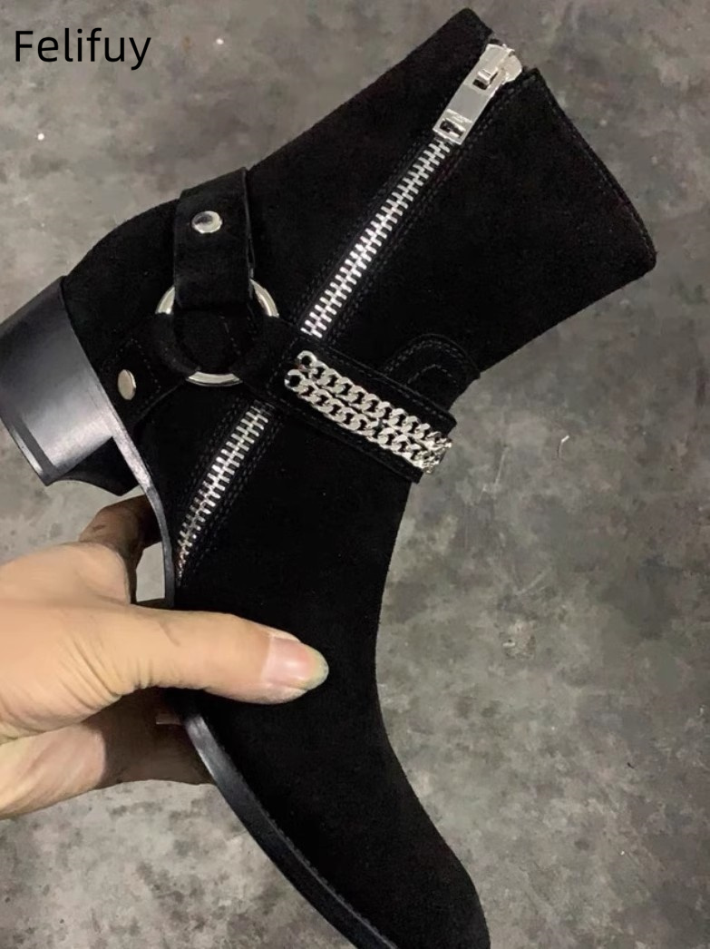 Black Chains Men Chelsea Boots - Anklet Foot Chain 评论和价格