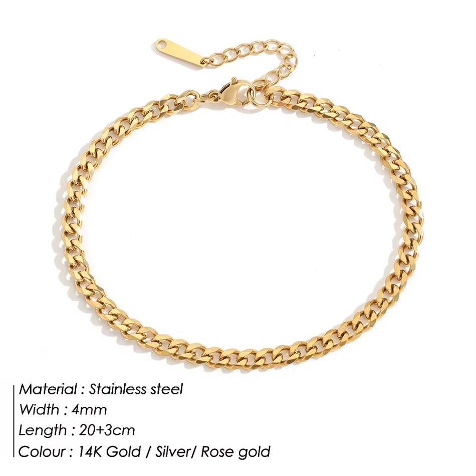 4MM Stainless Steel Simple Cub - Anklet Foot Chain 评论和价格