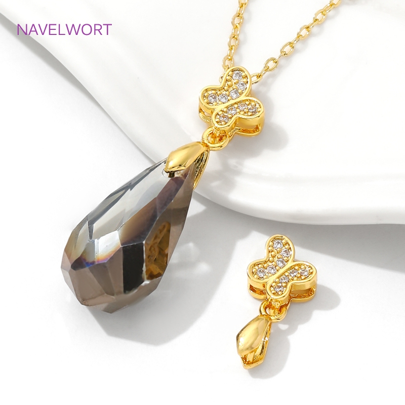 Brass Pinch Bails 18K Gold Pla - Butterfly Pendant Necklace 评论和价格
