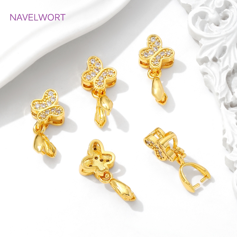 Brass Pinch Bails 18K Gold Pla - Butterfly Pendant Necklace 评论和价格