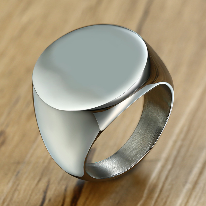 Vnox Stylish Pattern Font Init - Mens Signet Ring 评论和价格
